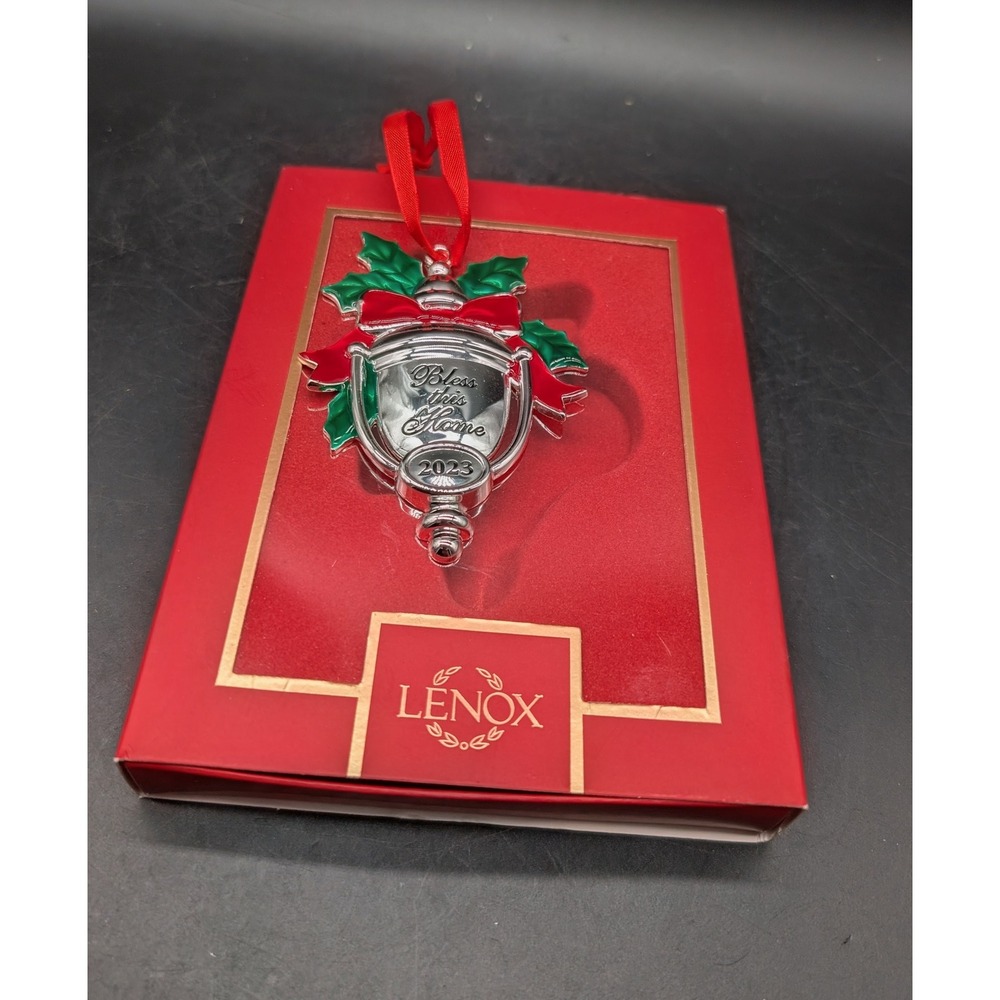 Lenox 2023 Bless This Home Door Knocker Silver Plated Christmas Ornament